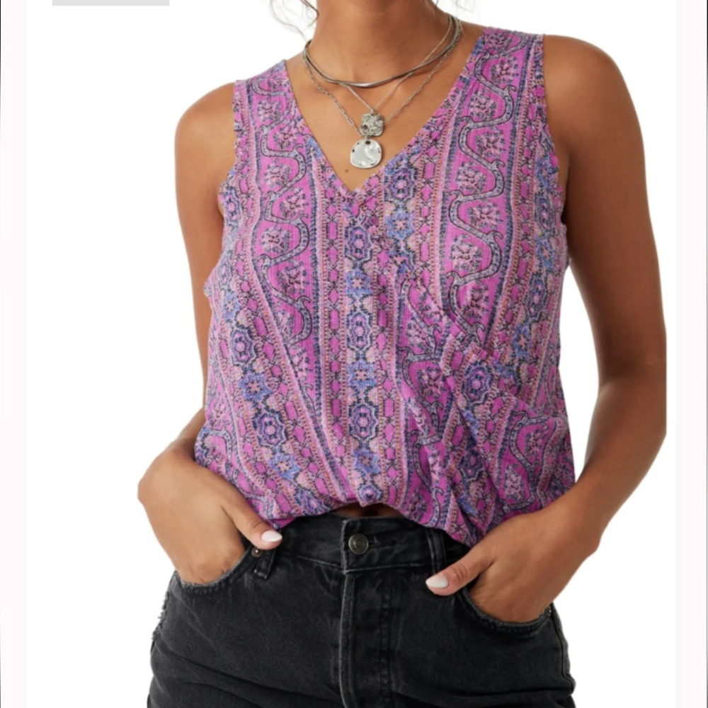 Free People Your Twisted Summer Bloom Tank Size Large